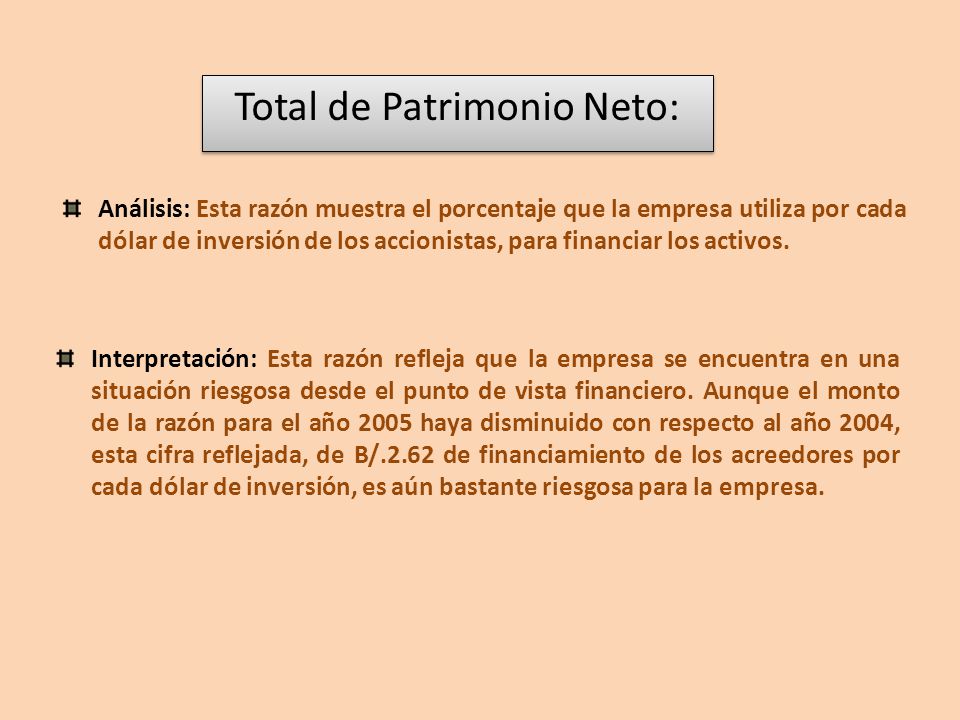 Total de Patrimonio Neto: