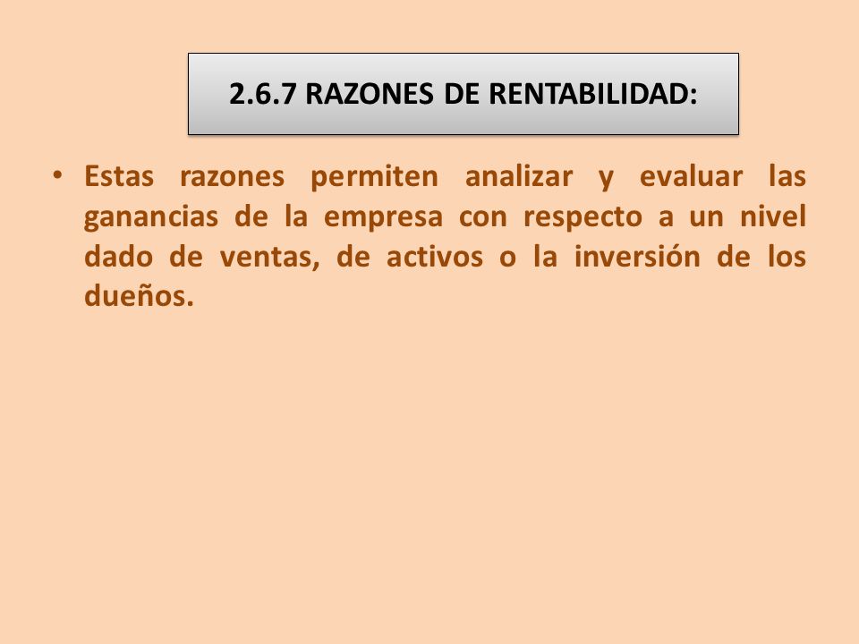 2.6.7 RAZONES DE RENTABILIDAD:
