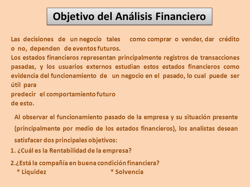 Objetivo del Análisis Financiero