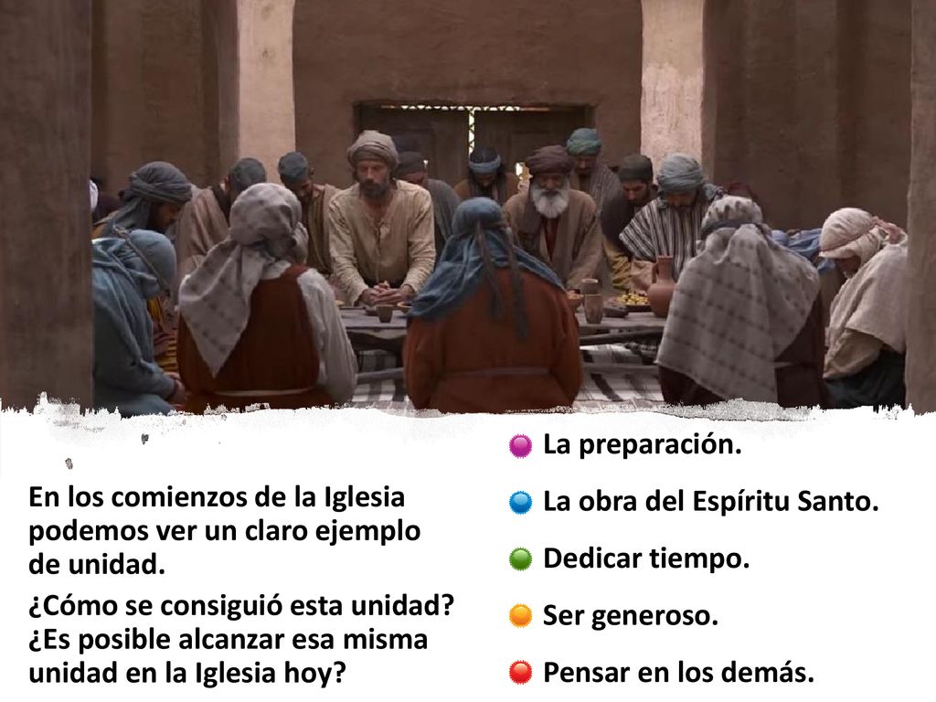 La preparación. La obra del Espíritu Santo. Dedicar tiempo. Ser generoso. Pensar en los demás.