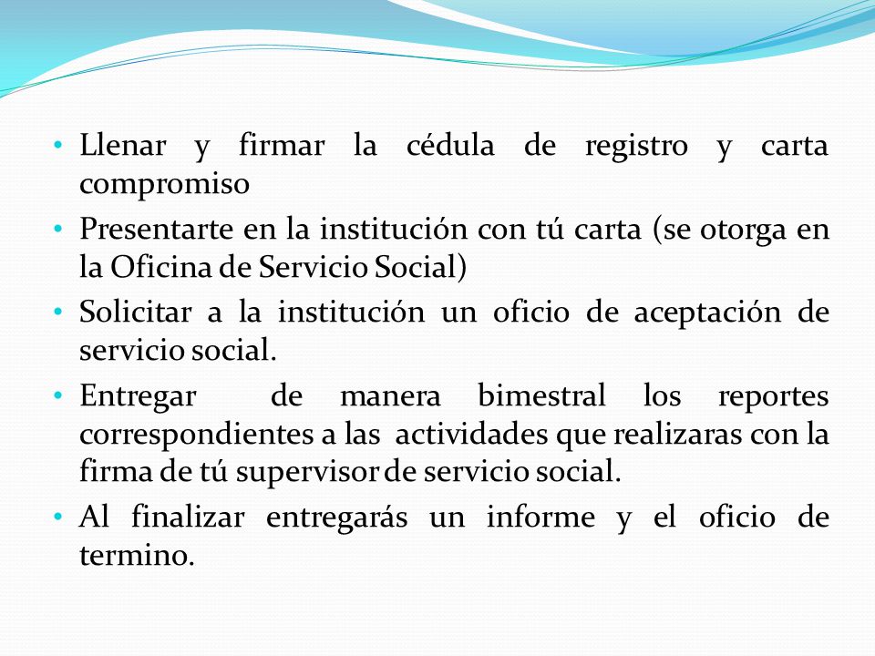 Llenar y firmar la cédula de registro y carta compromiso