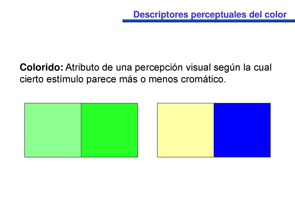 Colorido: Atributo de una percepción visual según la cual