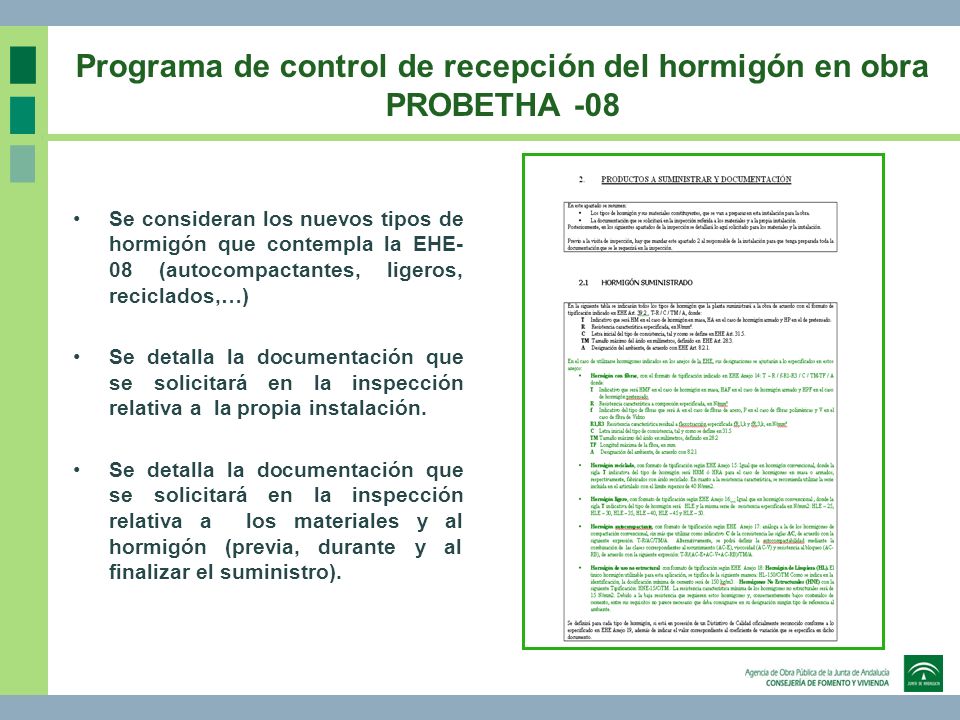 Programa de control de recepción del hormigón en obra PROBETHA -08