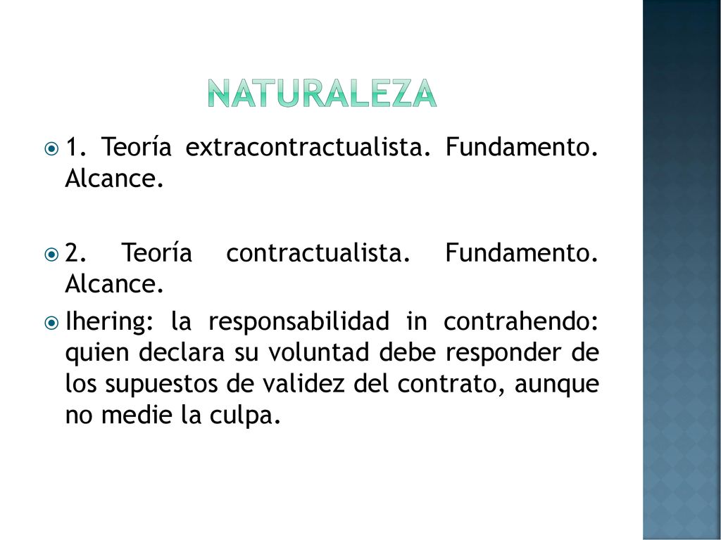 NATURALEZA 1. Teoría extracontractualista. Fundamento. Alcance.