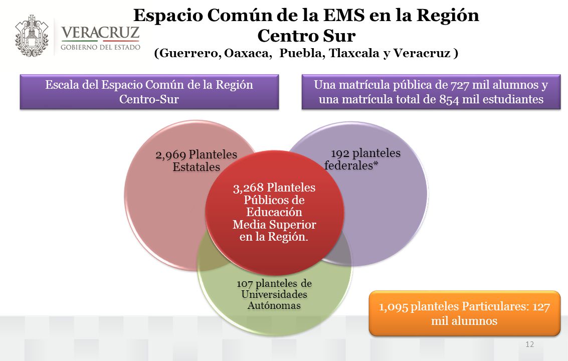 Espacio Común de la EMS en la Región Centro Sur (Guerrero, Oaxaca, Puebla, Tlaxcala y Veracruz )