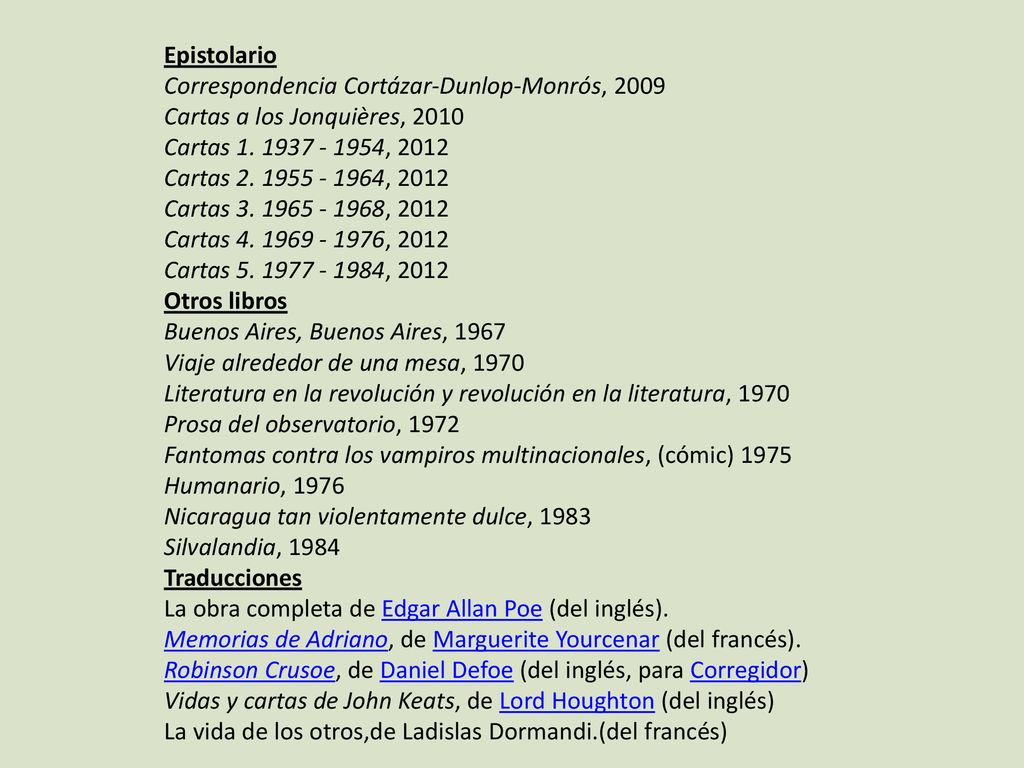 Epistolario Correspondencia Cortázar-Dunlop-Monrós, Cartas a los Jonquières, Cartas ,