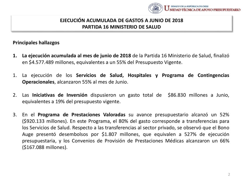 EJECUCIÓN ACUMULADA DE GASTOS A JUNIO DE 2018 PARTIDA 16 MINISTERIO DE SALUD