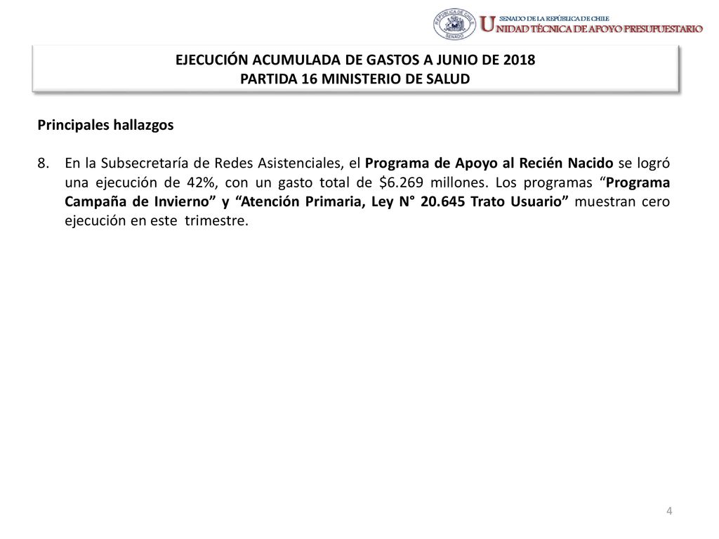 EJECUCIÓN ACUMULADA DE GASTOS A JUNIO DE 2018 PARTIDA 16 MINISTERIO DE SALUD
