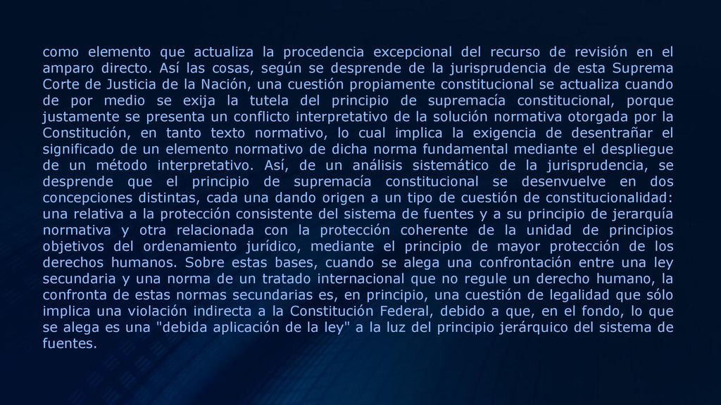 como elemento que actualiza la procedencia excepcional del recurso de revisión en el amparo directo.