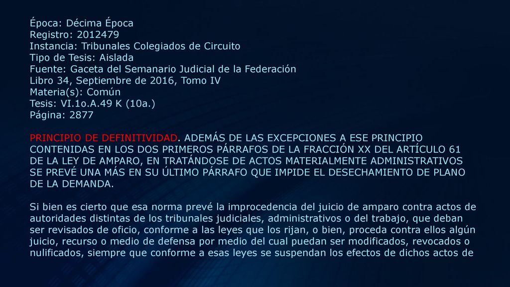 Época: Décima Época Registro: Instancia: Tribunales Colegiados de Circuito. Tipo de Tesis: Aislada.