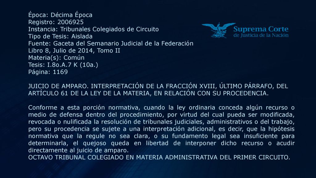 Época: Décima Época Registro: Instancia: Tribunales Colegiados de Circuito. Tipo de Tesis: Aislada.