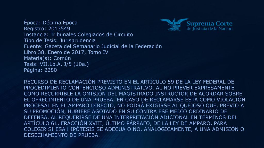 Época: Décima Época Registro: Instancia: Tribunales Colegiados de Circuito. Tipo de Tesis: Jurisprudencia.