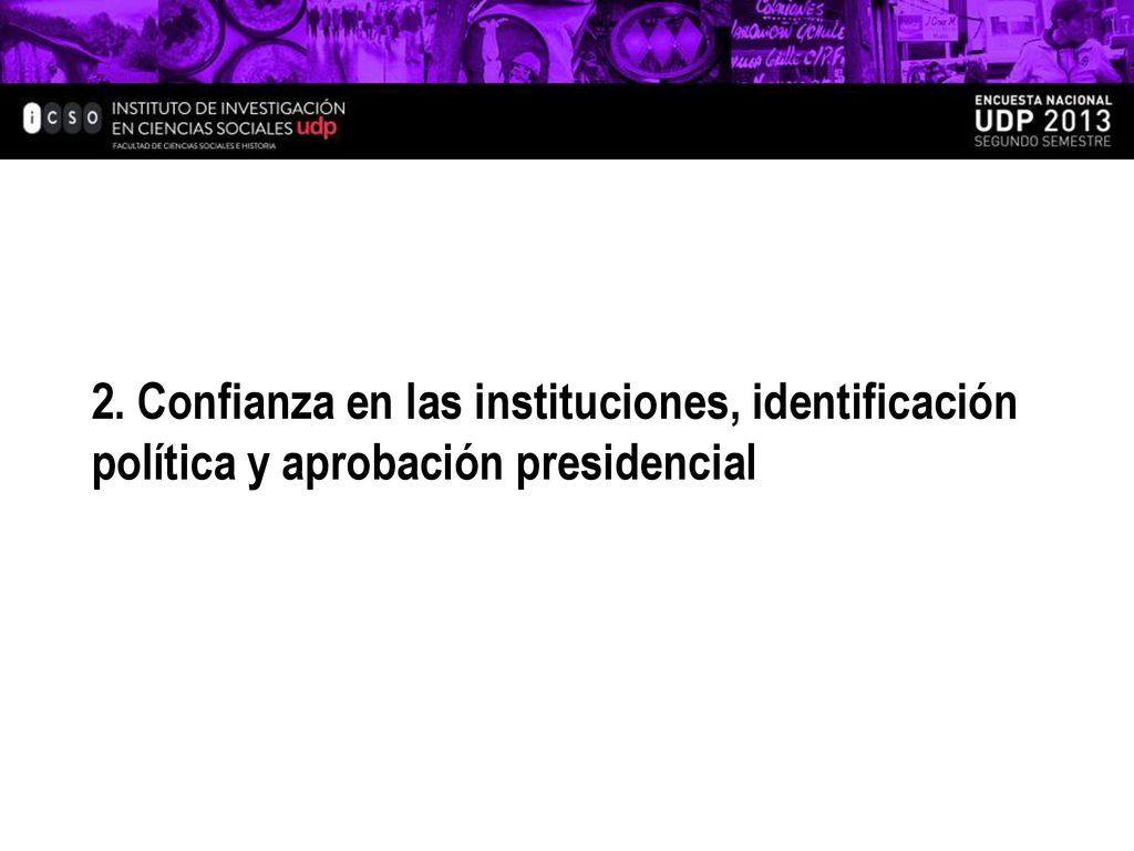 2. Confianza en las instituciones, identificación política y aprobación presidencial