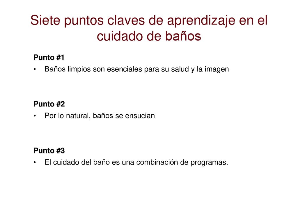 Siete puntos claves de aprendizaje en el cuidado de baños