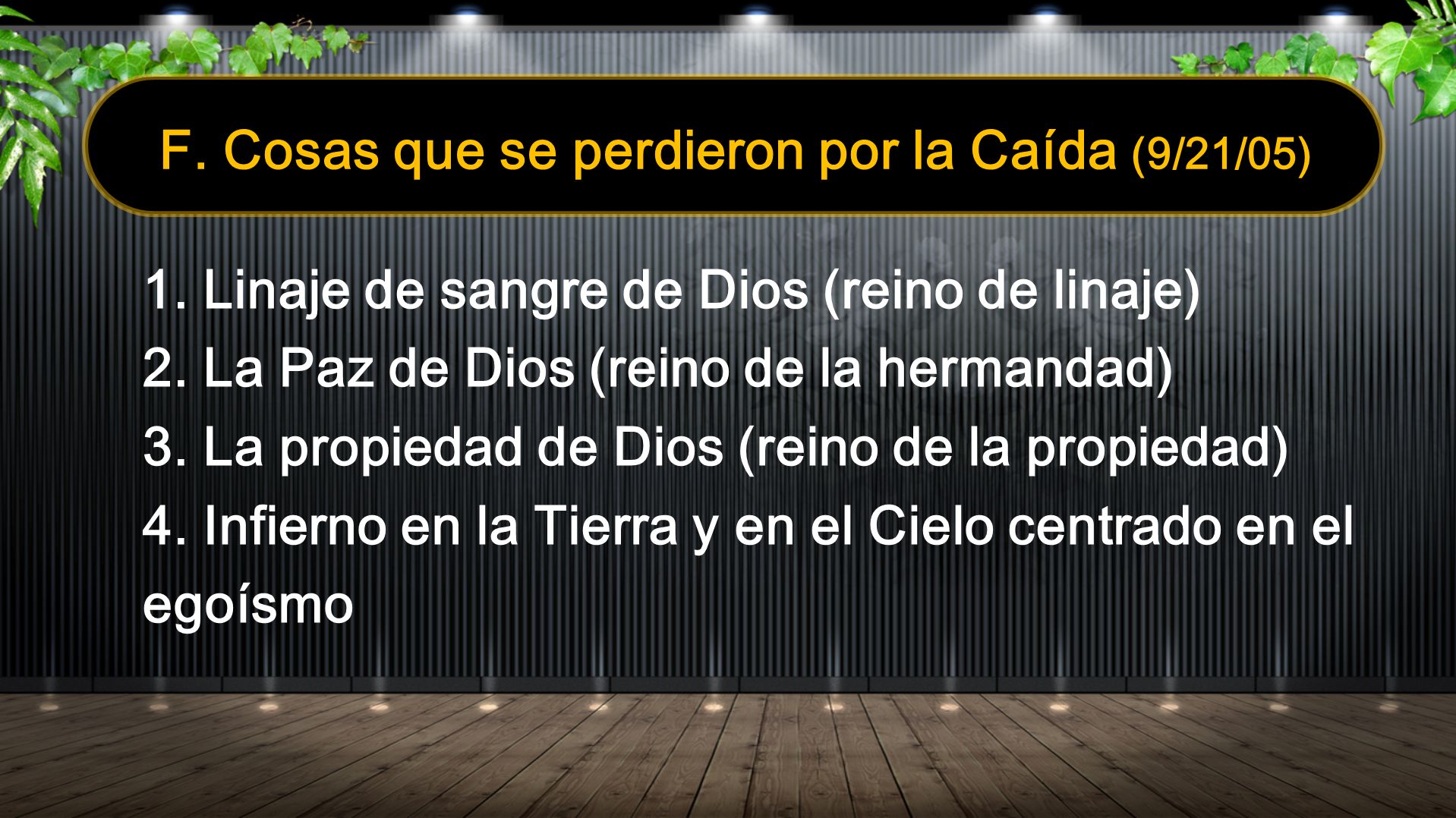 F. Cosas que se perdieron por la Caída (9/21/05)