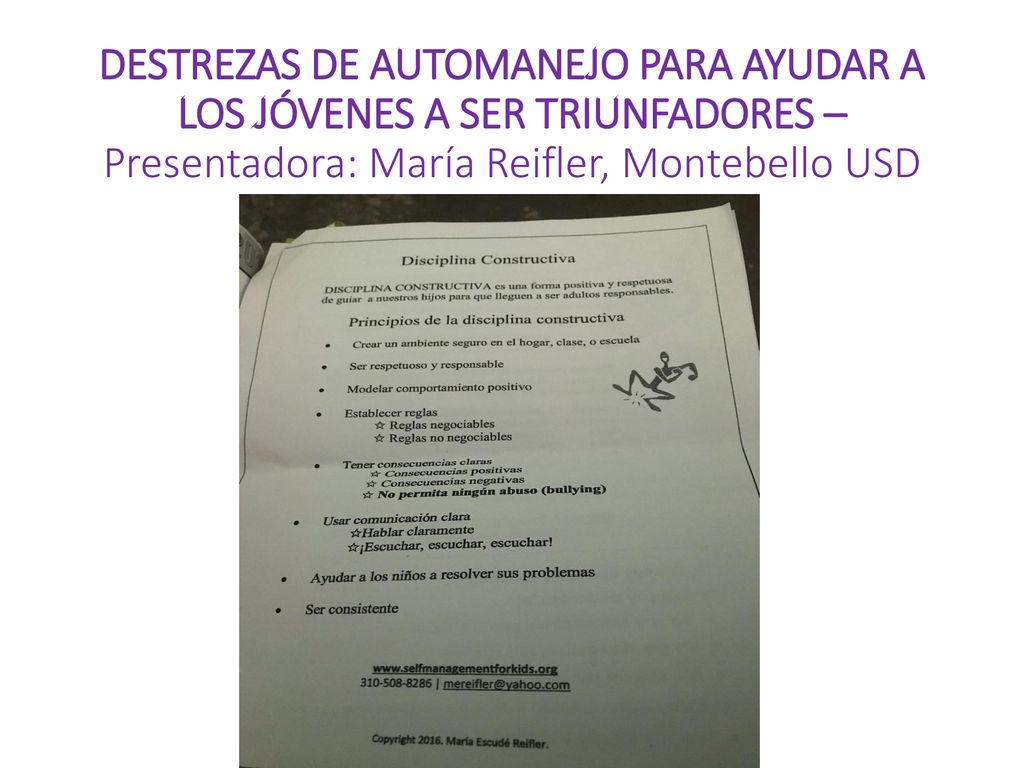 DESTREZAS DE AUTOMANEJO PARA AYUDAR A LOS JÓVENES A SER TRIUNFADORES – Presentadora: María Reifler, Montebello USD