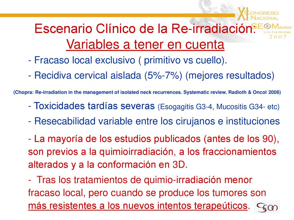 Escenario Clínico de la Re-irradiación: Variables a tener en cuenta