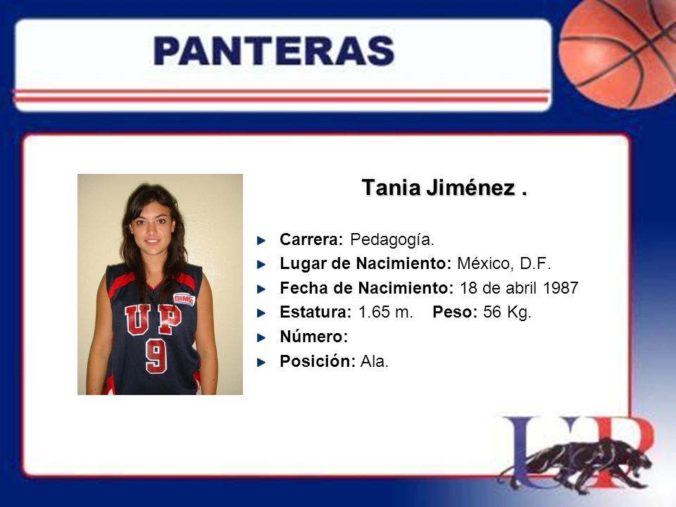 Tania Jiménez . Carrera: Pedagogía. Lugar de Nacimiento: México, D.F.