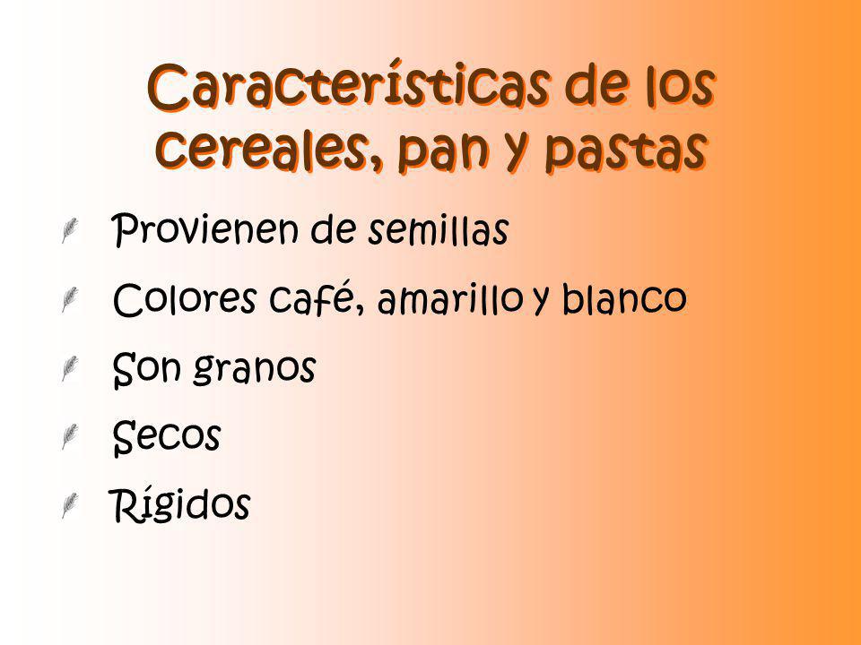 Características de los cereales, pan y pastas