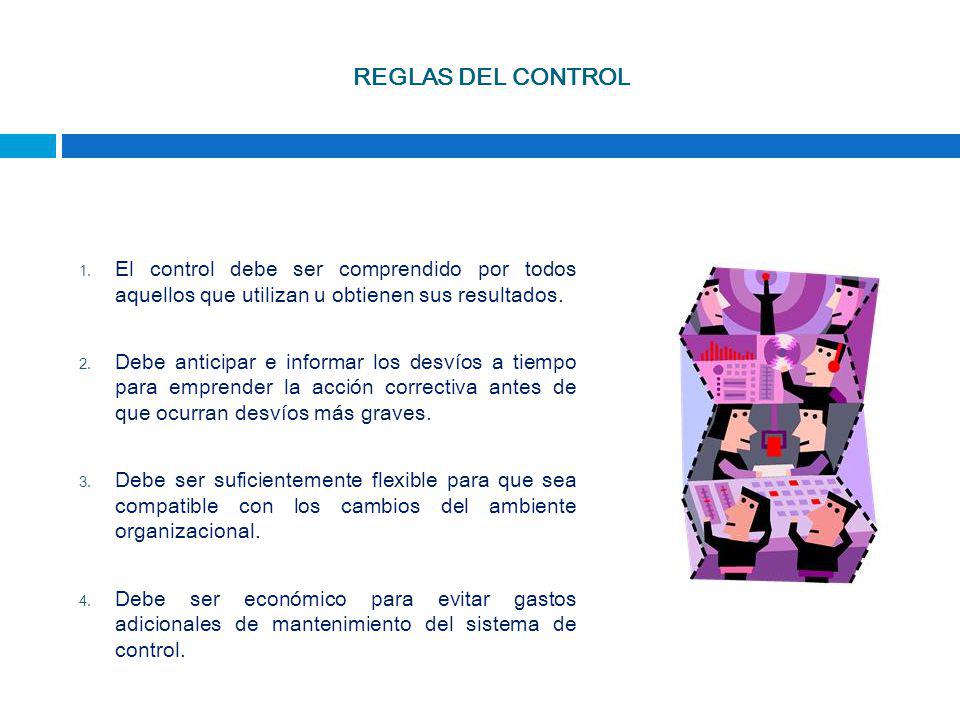 REGLAS DEL CONTROL El control debe ser comprendido por todos aquellos que utilizan u obtienen sus resultados.
