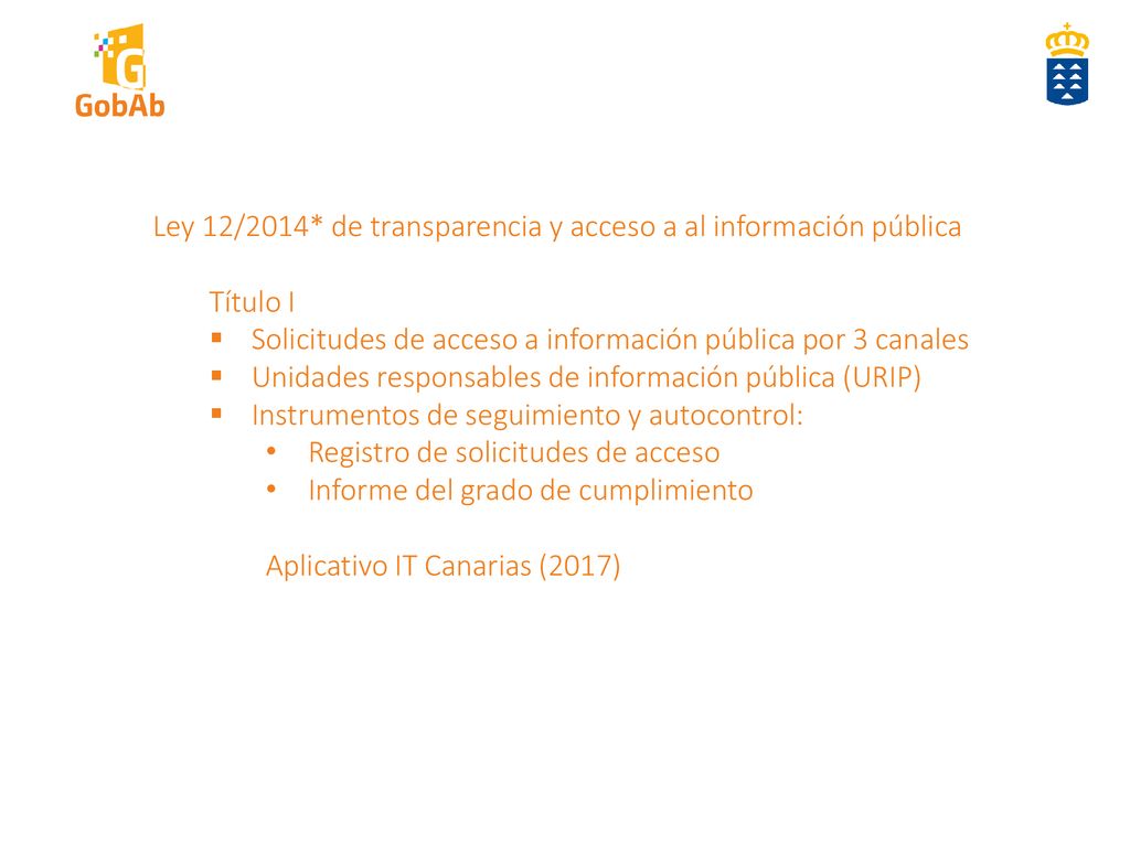 Ley 12/2014* de transparencia y acceso a al información pública
