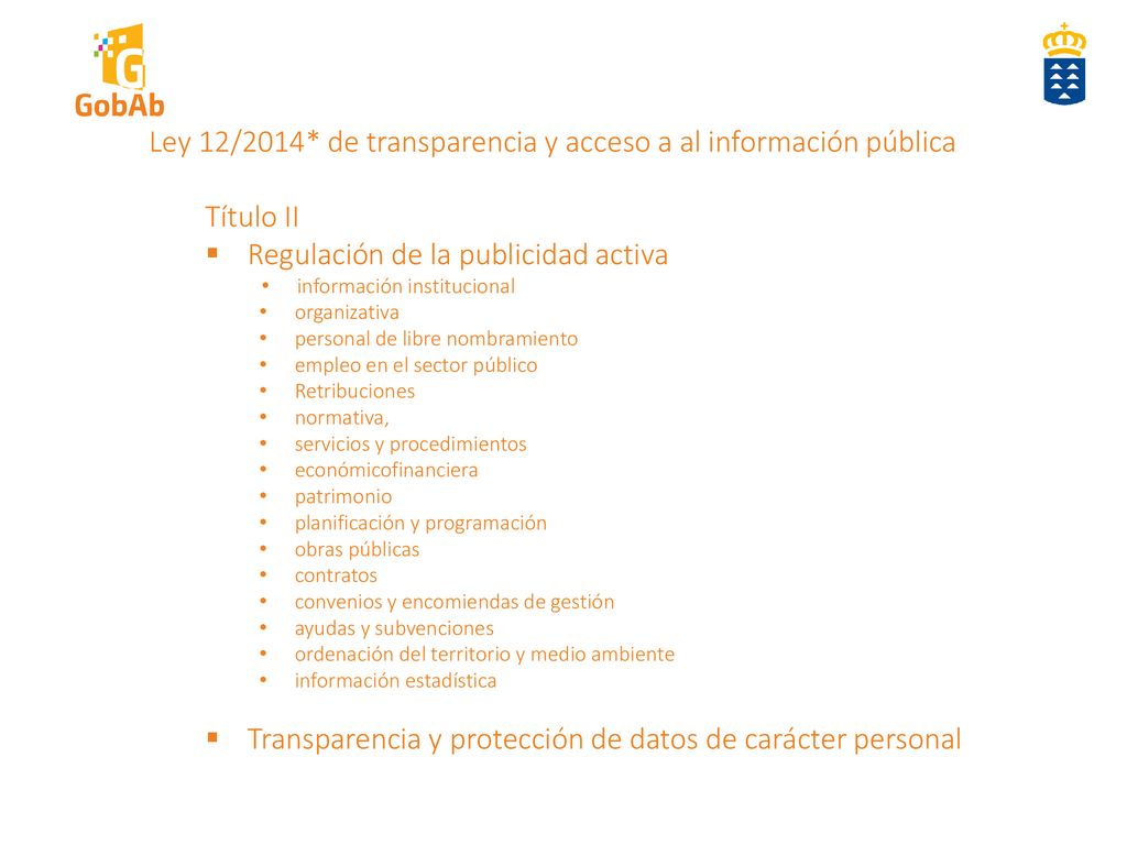 Ley 12/2014* de transparencia y acceso a al información pública