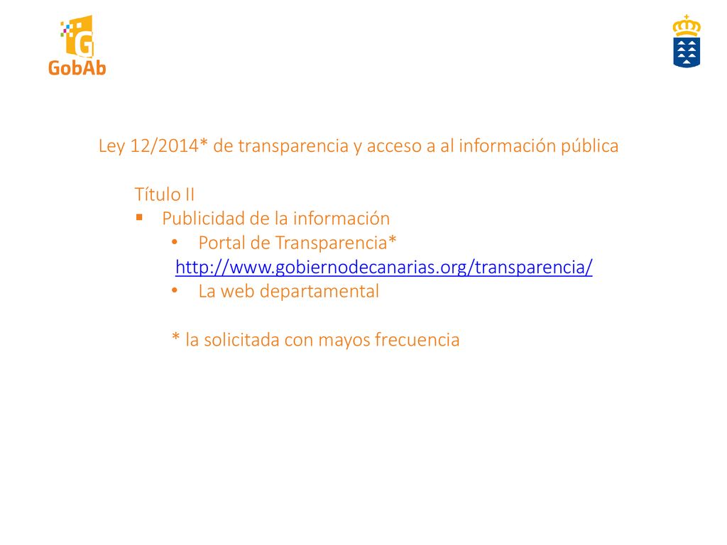 Ley 12/2014* de transparencia y acceso a al información pública