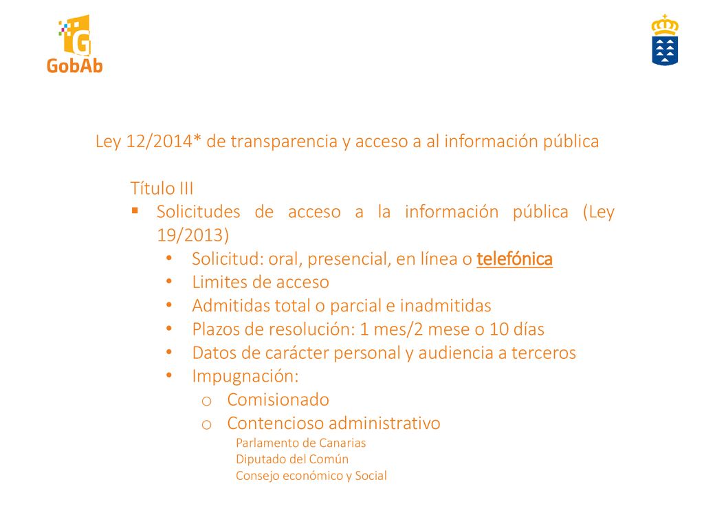 Ley 12/2014* de transparencia y acceso a al información pública