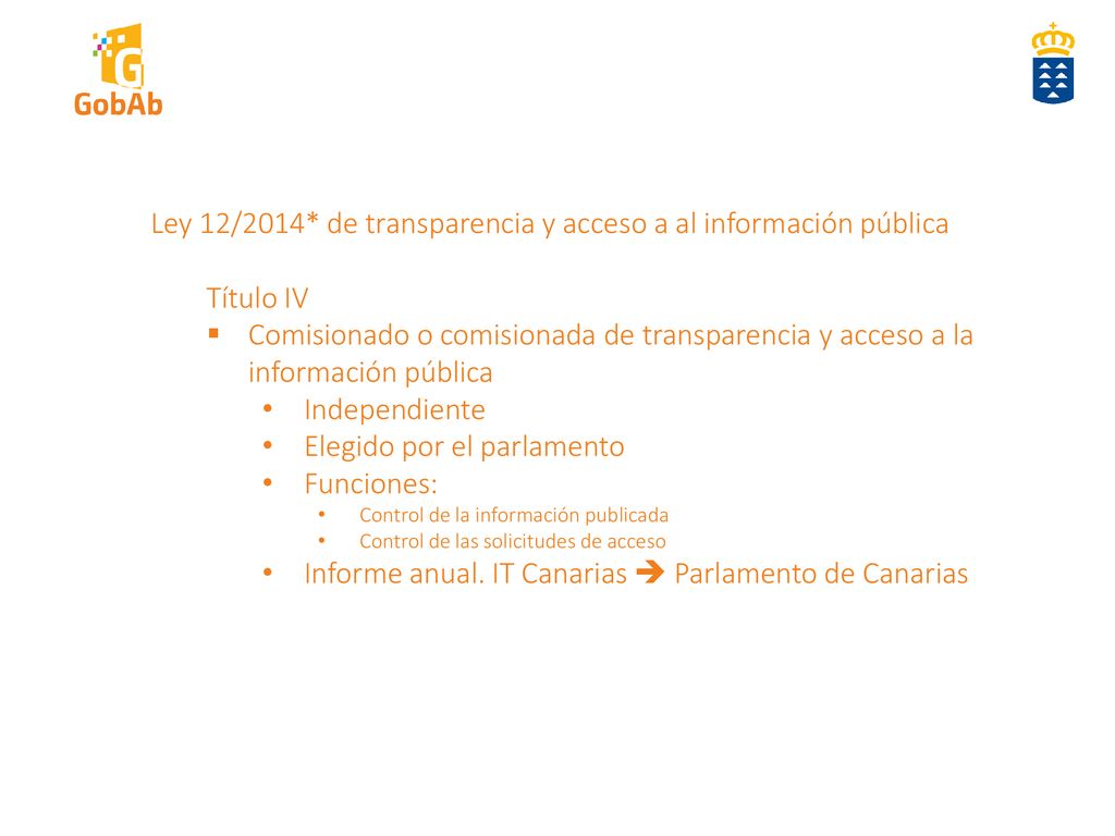 Ley 12/2014* de transparencia y acceso a al información pública