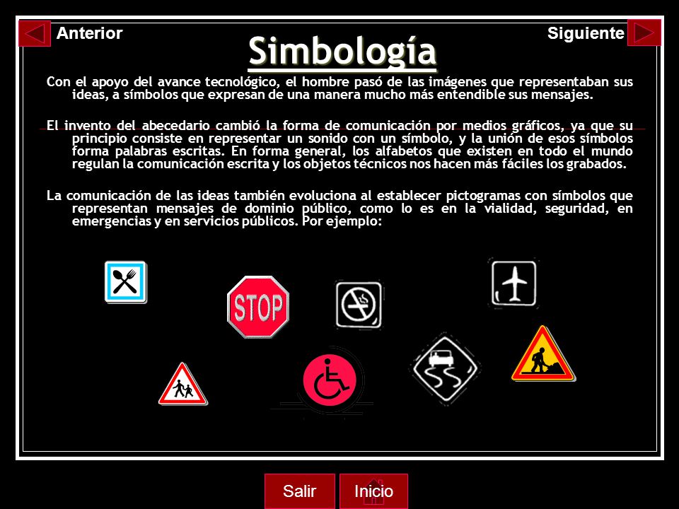 Simbología Anterior Siguiente Salir Inicio