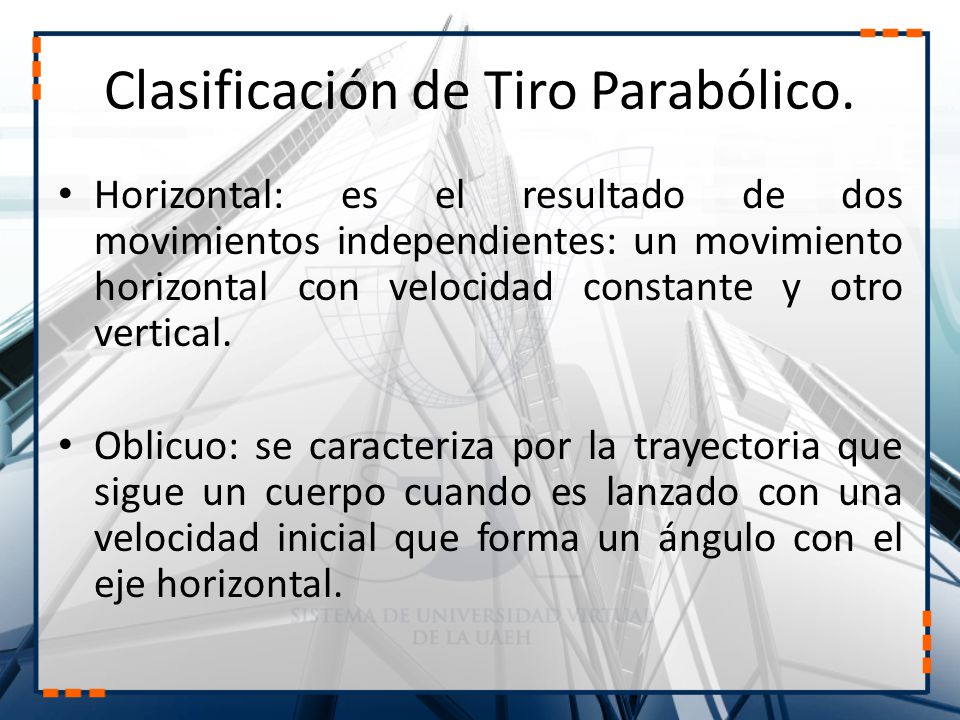 Clasificación de Tiro Parabólico.