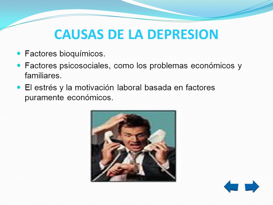 CAUSAS DE LA DEPRESION Factores bioquímicos.