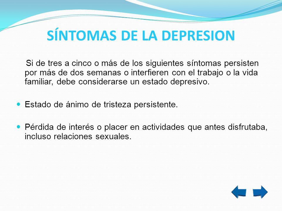 SÍNTOMAS DE LA DEPRESION