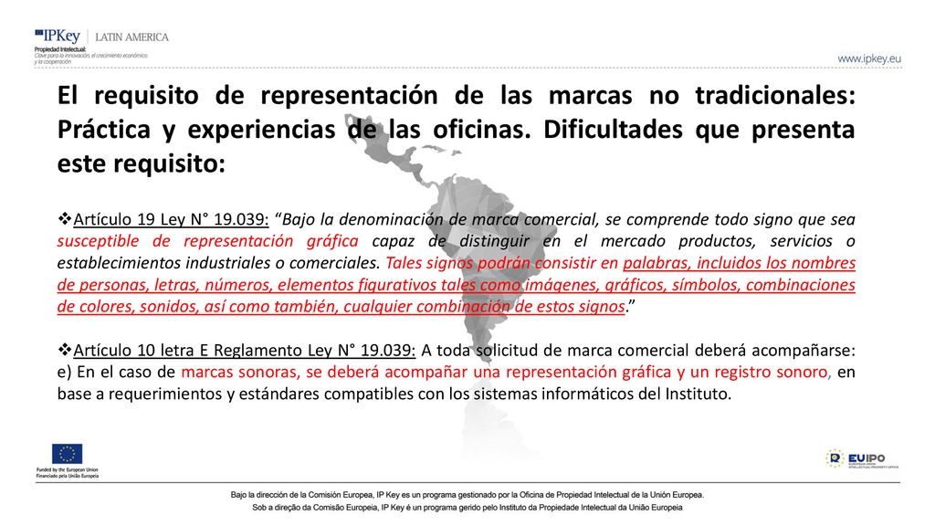 El requisito de representación de las marcas no tradicionales: Práctica y experiencias de las oficinas. Dificultades que presenta este requisito: