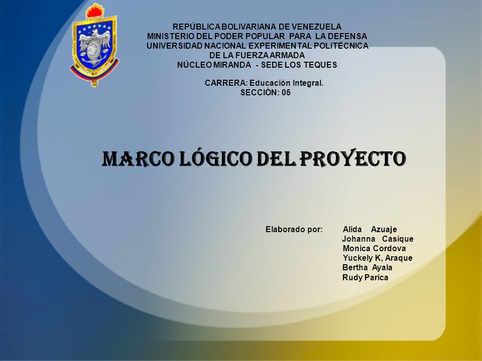 MARCO LÓGICO DEL PROYECTO