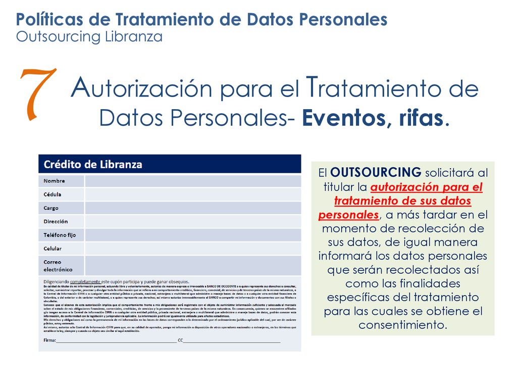 Autorización para el Tratamiento de Datos Personales- Eventos, rifas.
