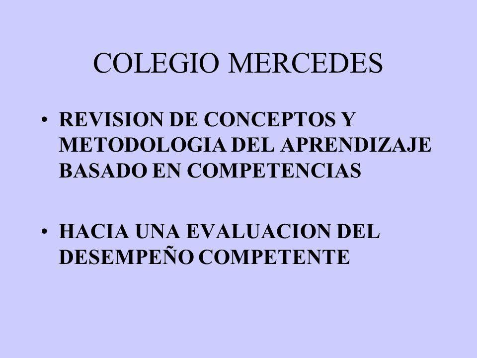 COLEGIO MERCEDES REVISION DE CONCEPTOS Y METODOLOGIA DEL APRENDIZAJE BASADO EN COMPETENCIAS.
