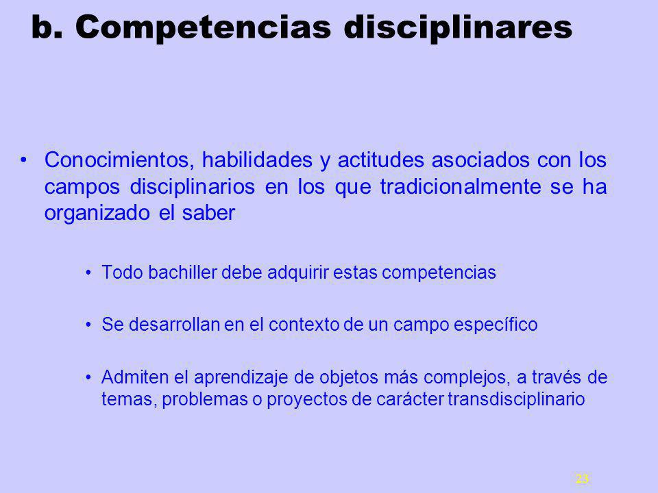 b. Competencias disciplinares