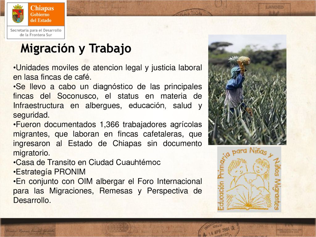 Migración y Trabajo Unidades moviles de atencion legal y justicia laboral en lasa fincas de café.
