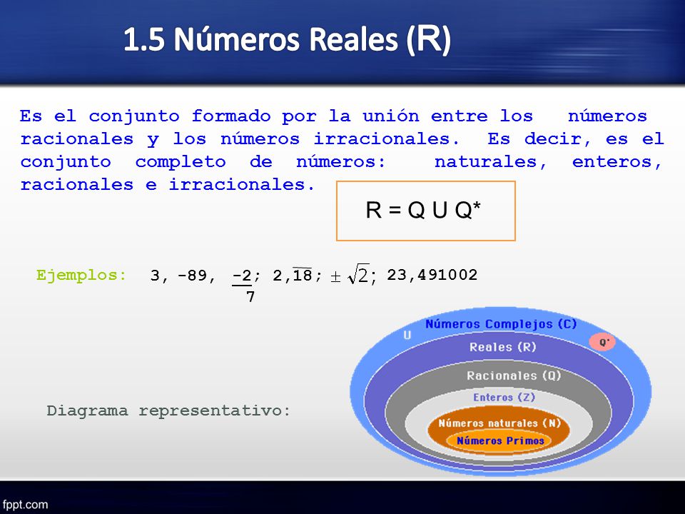 1.5 Números Reales (R) R = Q U Q*