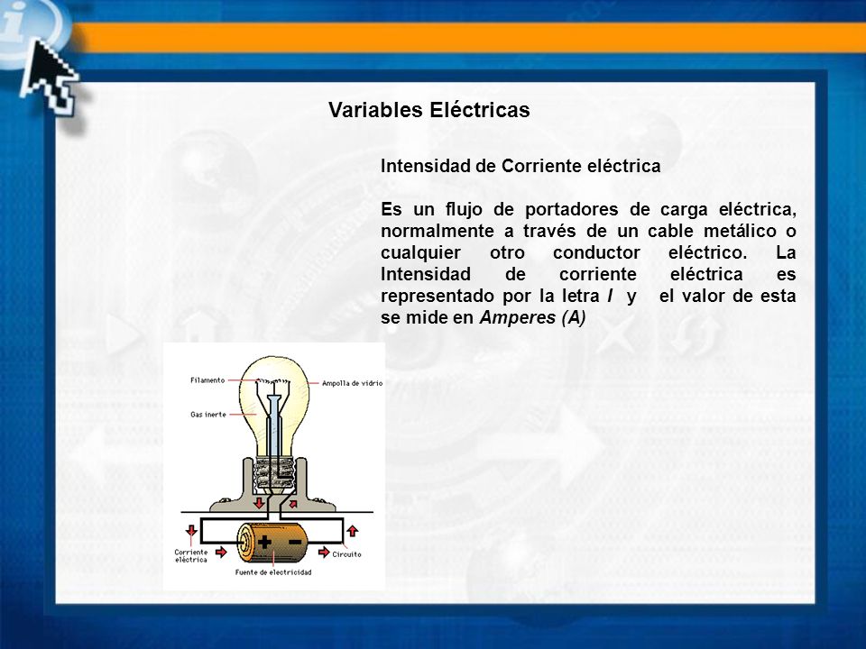 Variables Eléctricas Intensidad de Corriente eléctrica