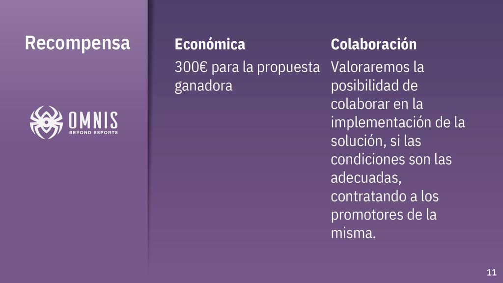 Recompensa Económica 300€ para la propuesta ganadora Colaboración