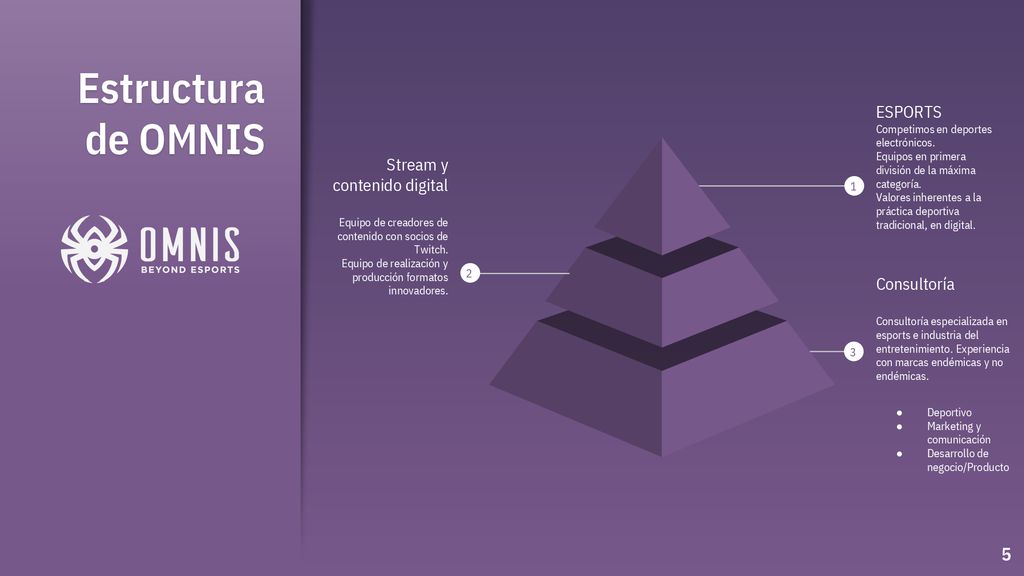Estructura de OMNIS ESPORTS Stream y contenido digital Consultoría