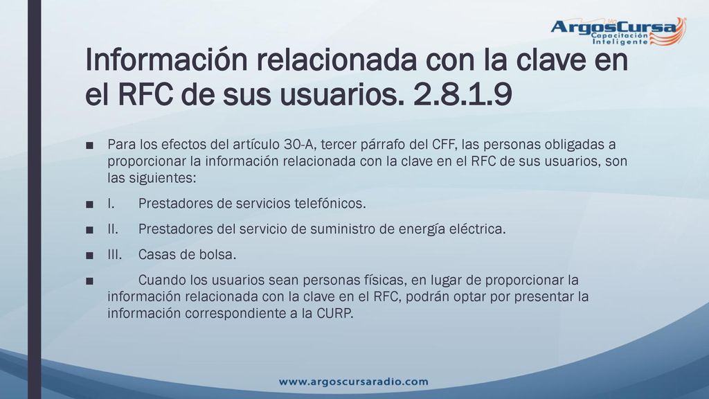 Información relacionada con la clave en el RFC de sus usuarios