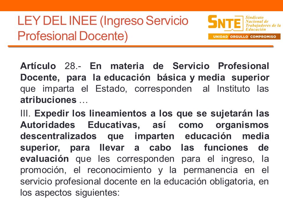 LEY DEL INEE (Ingreso Servicio Profesional Docente)