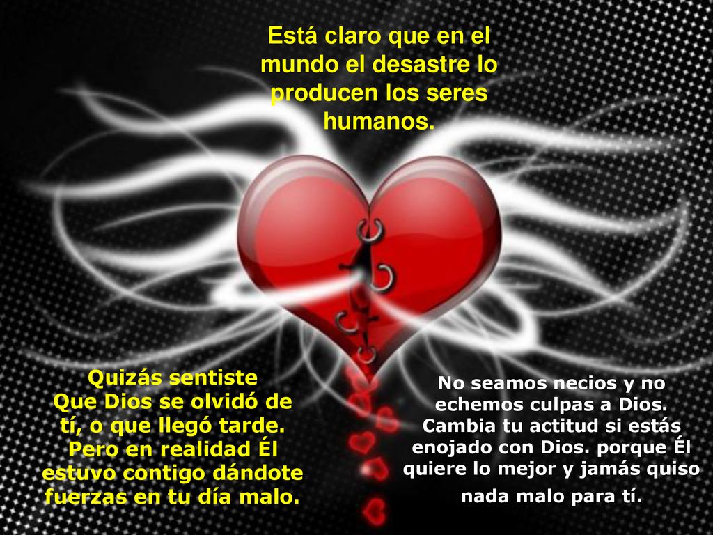 Está claro que en el mundo el desastre lo producen los seres humanos.
