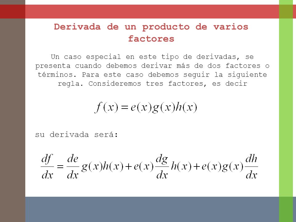Derivada de un producto de varios factores