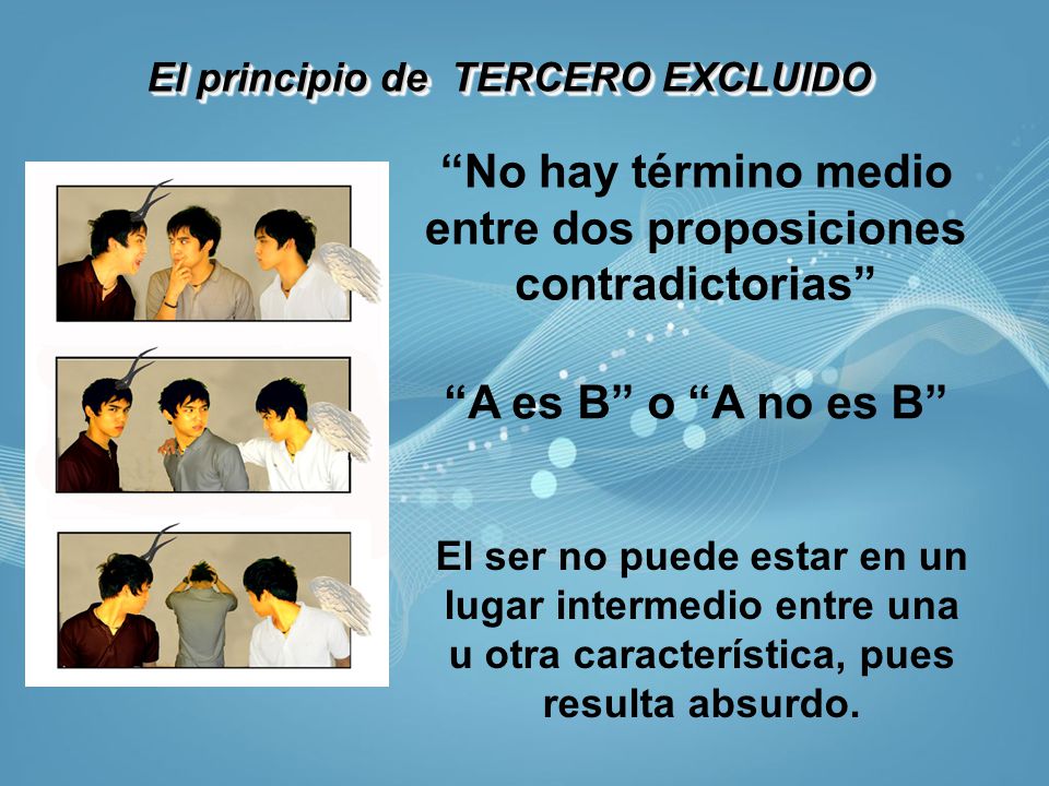 No hay término medio entre dos proposiciones contradictorias