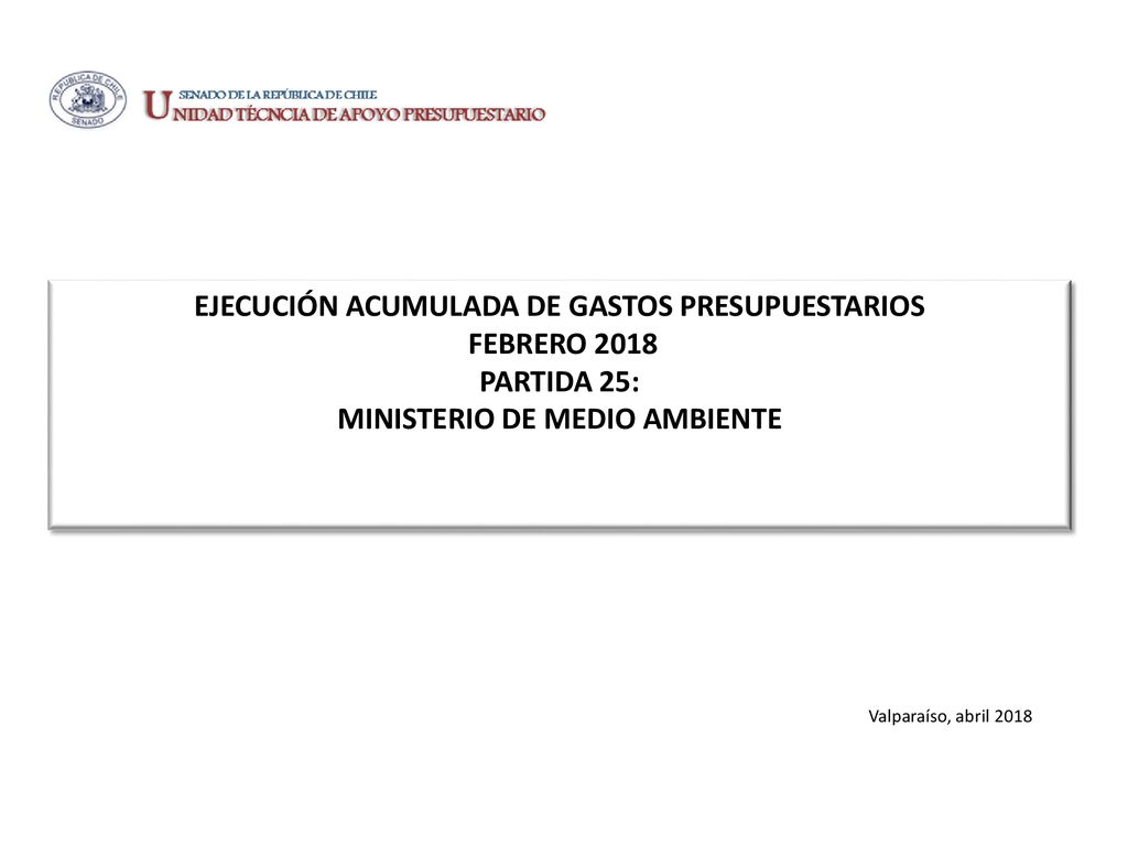 EJECUCIÓN ACUMULADA DE GASTOS PRESUPUESTARIOS FEBRERO 2018 PARTIDA 25: MINISTERIO DE MEDIO AMBIENTE