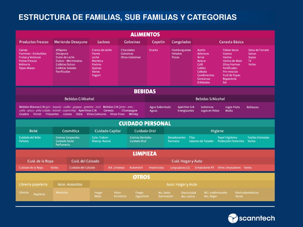 ESTRUCTURA DE FAMILIAS, SUB FAMILIAS Y CATEGORIAS